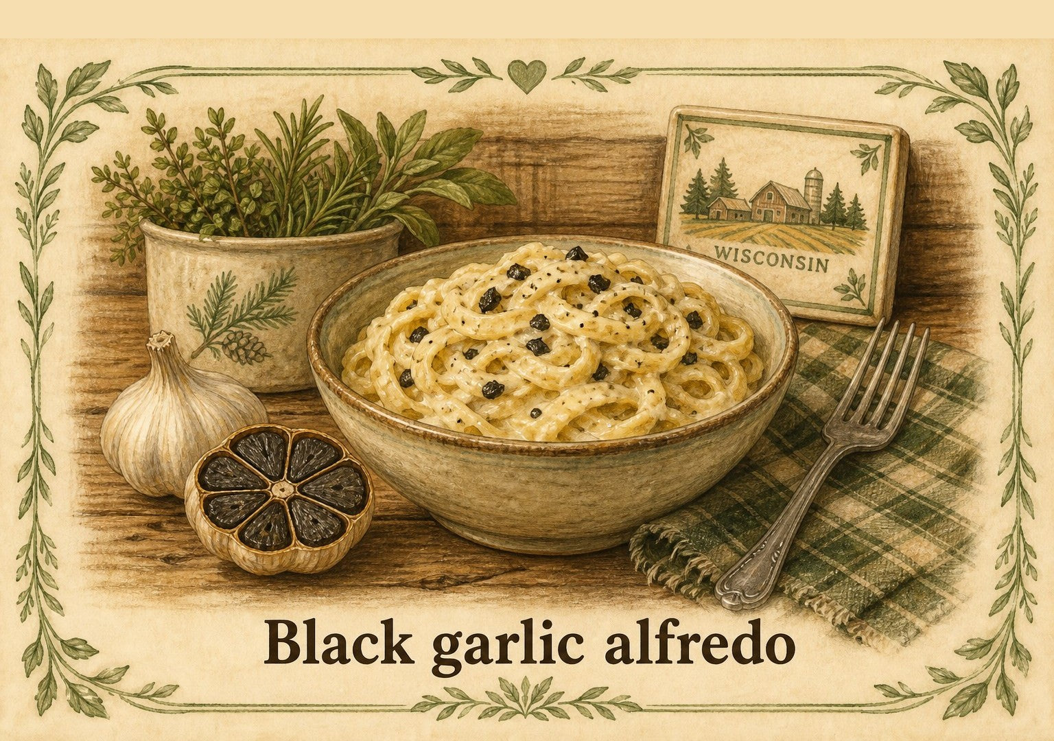 Black garlic alfredo